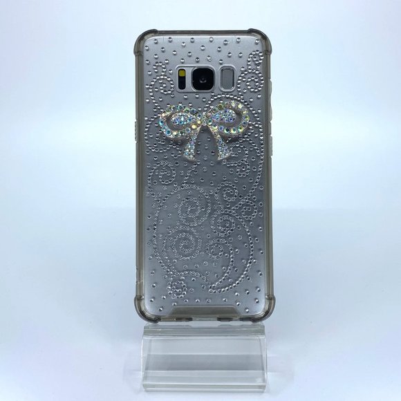 Galaxy S8 TPU + PC case. Unique. Handmade. Silver rhinestone swirl design. - Picture 1 of 1